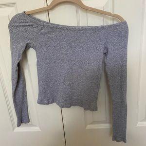 H&M Basic Collection Gray off the Shoulder top